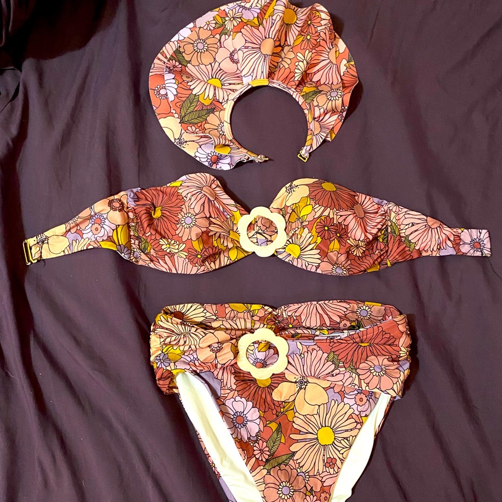 Beach Riot Rita Bikini Set - Marsala Floral - Picture 2 of 7